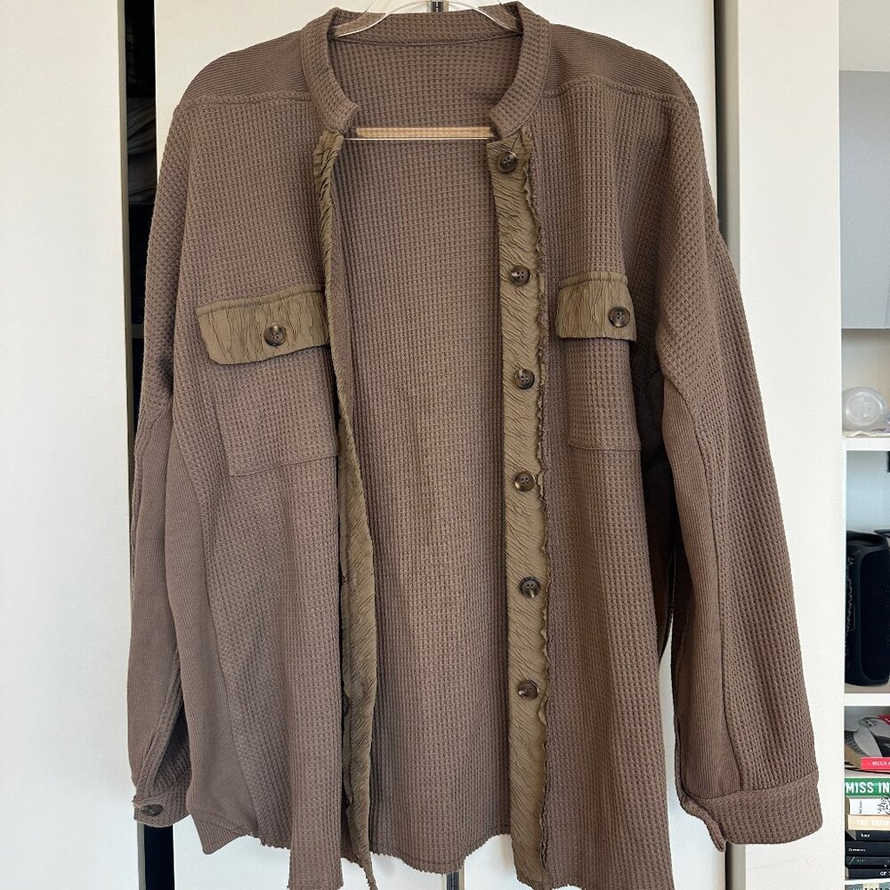 Henley style brown sweater